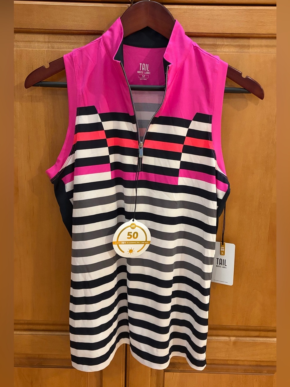 NWT Tail White Label UPF 50+ Sleeveless Golf Polo Racerback - Size Medium